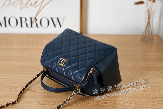 Chanel專櫃新款23k保齡球包 AS3740 香奈兒復古小牛皮菱格紋手提肩背女包 djc5312
